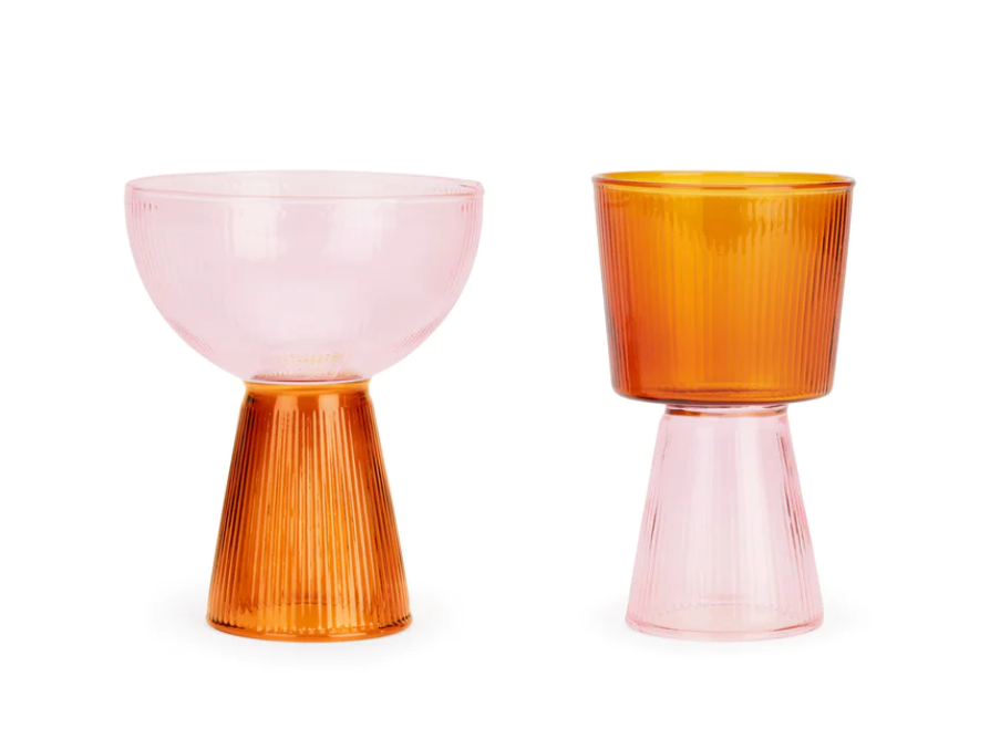 Oorun Didun Glass Cups Pink Amber