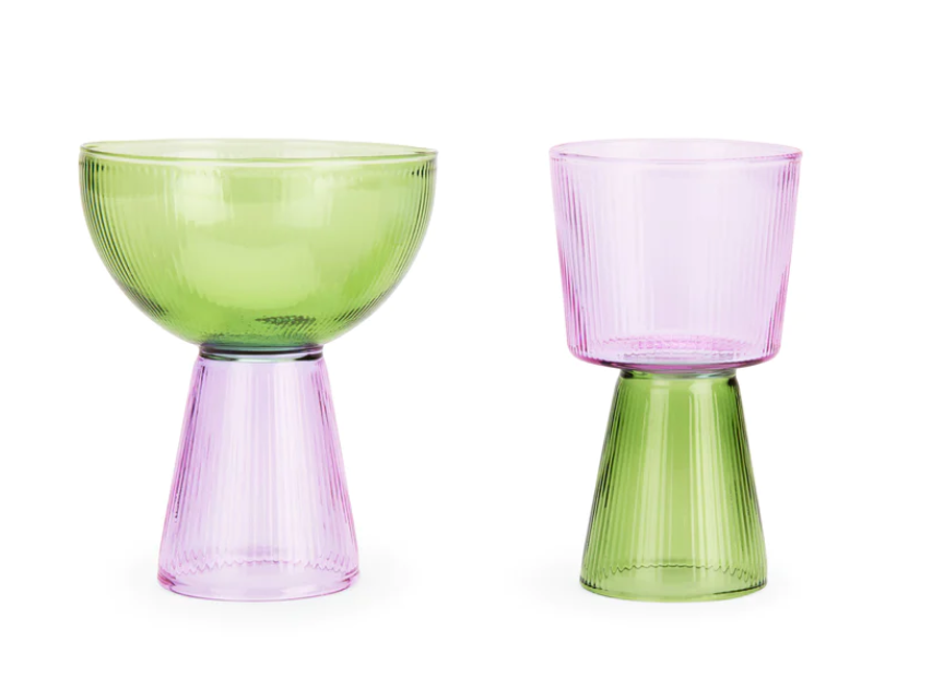 Oorun Didun Glass Cups- Green/Purple