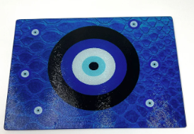 BLUE- Evil Eye Glass Cutting Charcuterie Board