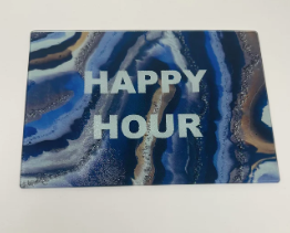 Happy Hour- Agate Blues Bar Glass Cutting Charcuterie Board