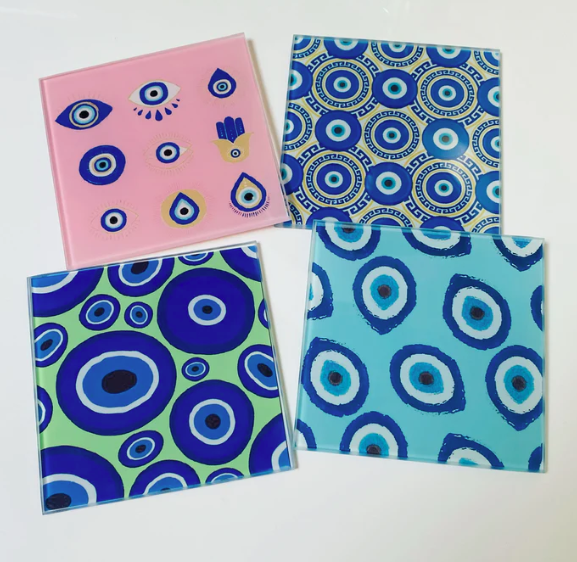 Evil Eye Multi Pattern Coasters - SET of 4