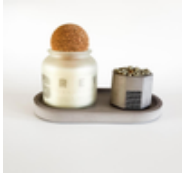 The Pill Tray Set With Candle Grey