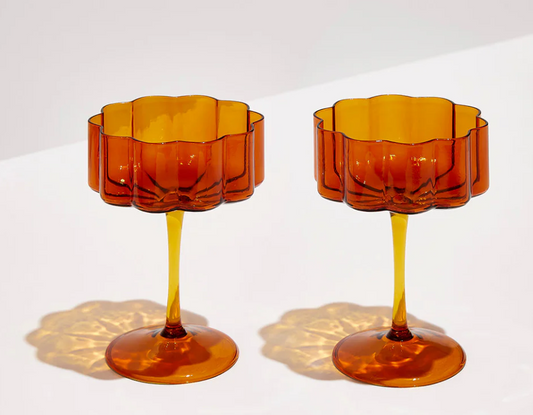 TWO x WAVE COUPE GLASSES - AMBER