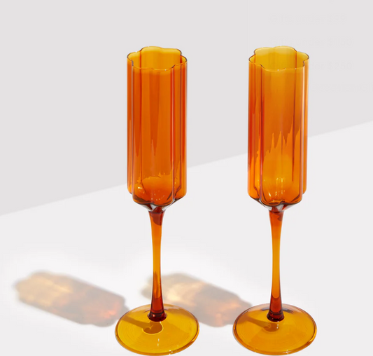 TWO x WAVE FLUTES - AMBER