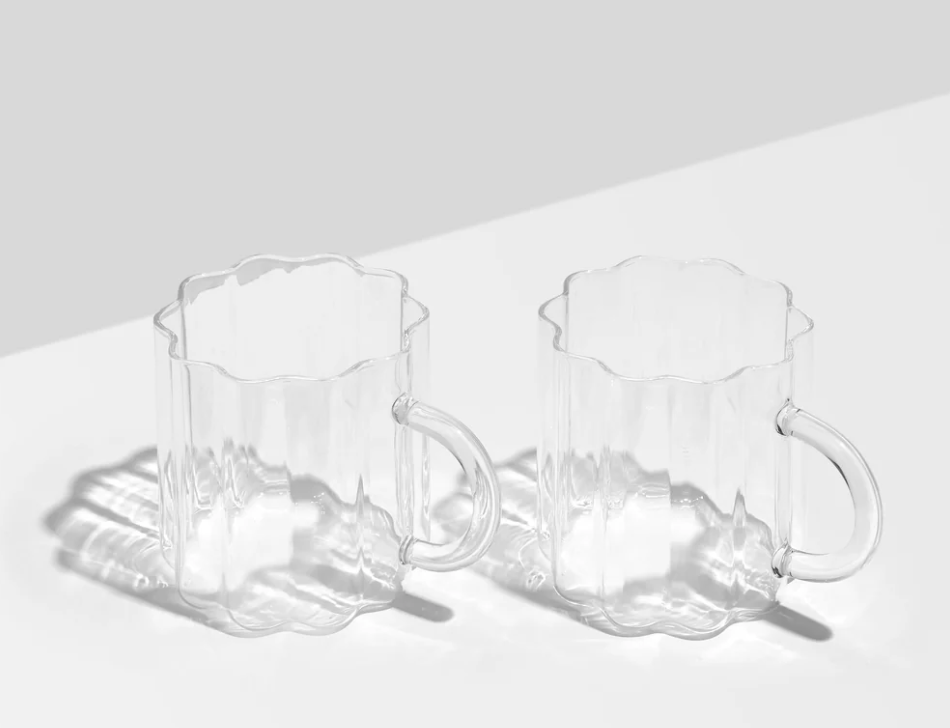 TWO x WAVE MUGS - CLEAR