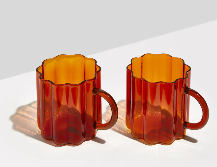 TWO x WAVE MUGS - AMBER