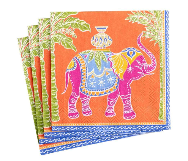 Royal Elephant Paper Cocktail Napkins in Orange