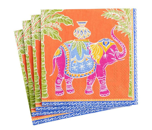 Royal Elephant Paper Cocktail Napkins in Orange