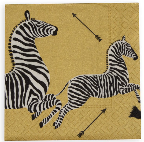 Zebras Paper Cocktail Napkins in Gold