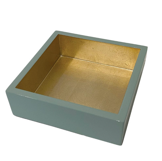 Celadon With Gold Lacquer Cocktail Napkin Holder