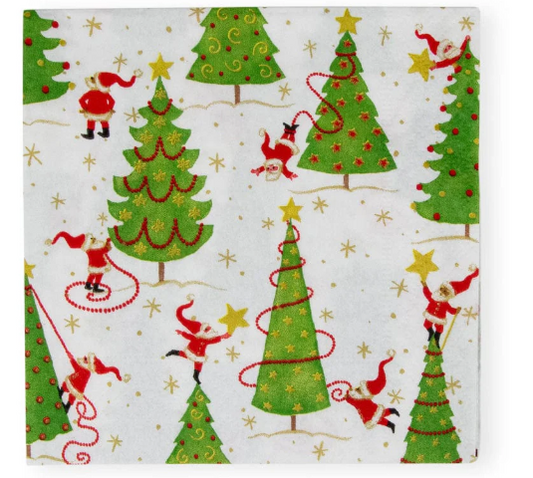 Twirling Santas Cocktail Napkins - 20 Per Package