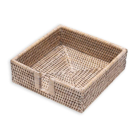 White Rattan Luncheon Napkin Holder