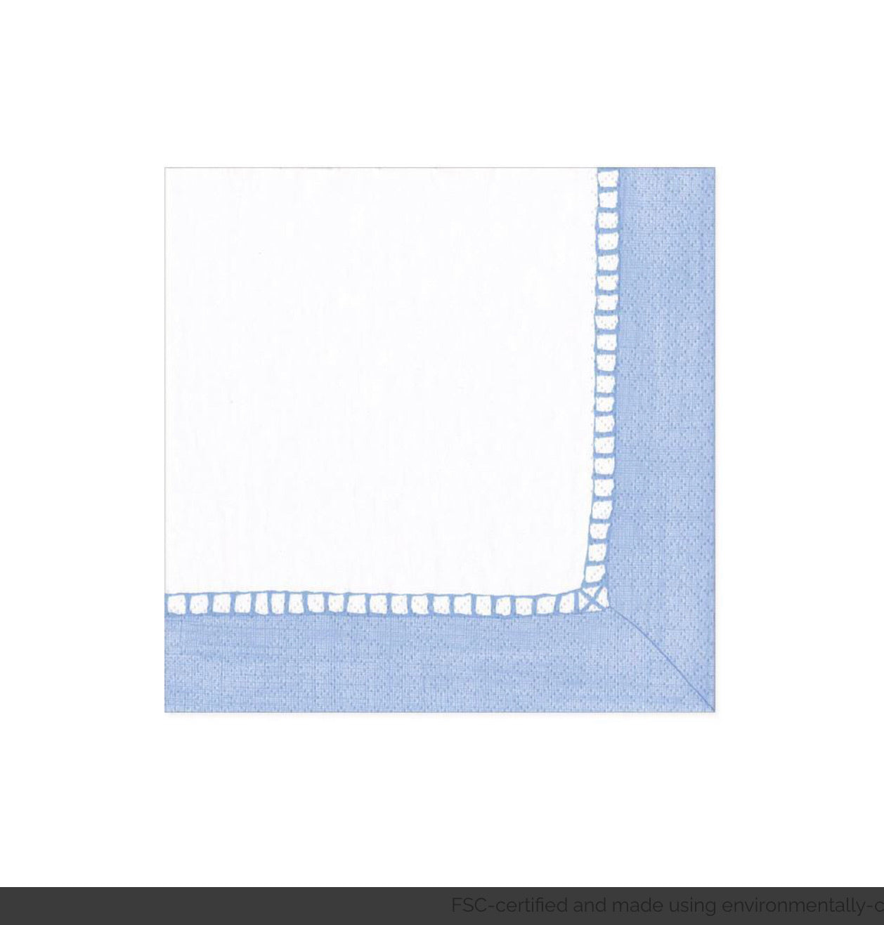 Linen Border Light Blue Cocktail Napkin